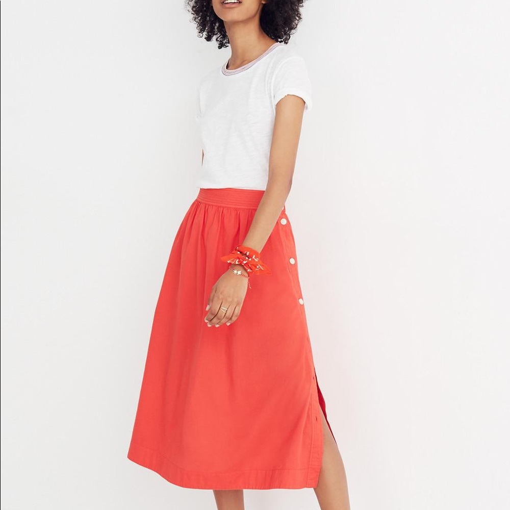 Madewell side button midi skirt